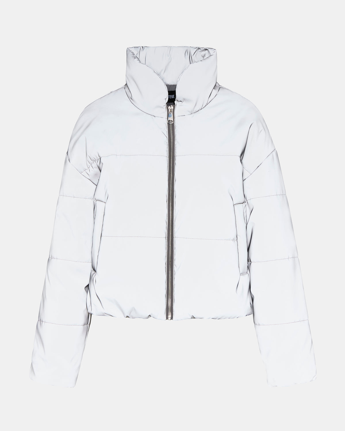 POLAR Jacket Silver | Women's Reflective Nylon Puffer Jacket | Steve Madden