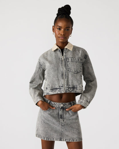 GLACIA Light Grey Women's Long-Sleeved Denim Jacket | Steve Madden