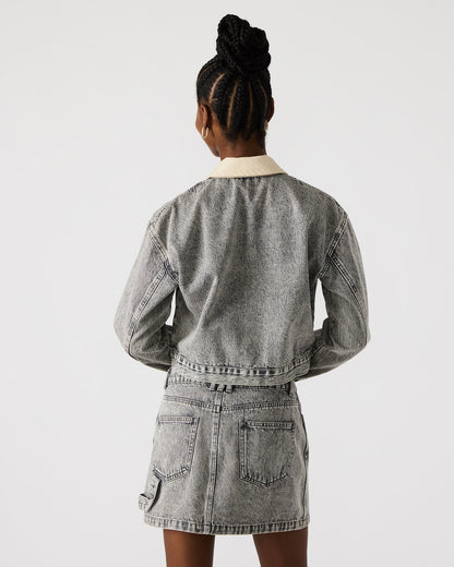 GLACIA Light Grey Women's Long-Sleeved Denim Jacket | Steve Madden