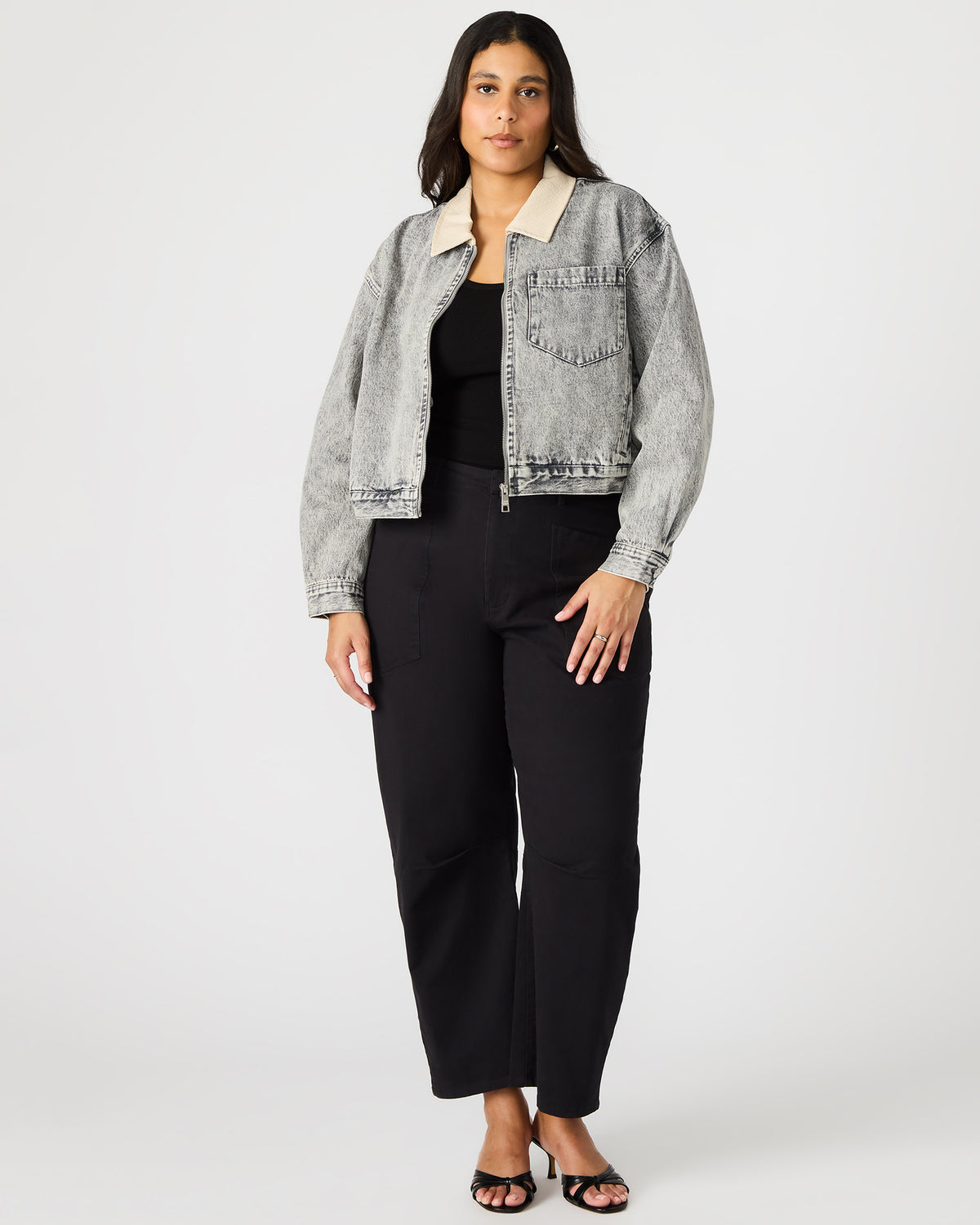 GLACIA Light Grey Women's Long-Sleeved Denim Jacket | Steve Madden