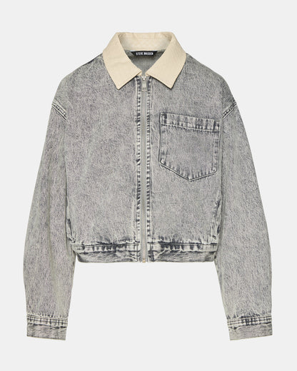 GLACIA Light Grey Women's Long-Sleeved Denim Jacket | Steve Madden