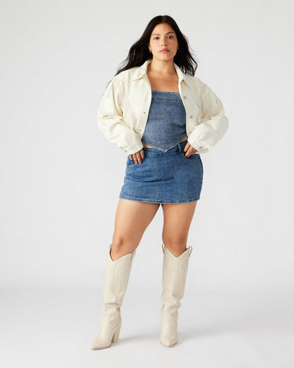 CANYON Denim Jacket Cream | Women's Rhinestone Fringe Jacket | Steve Madden