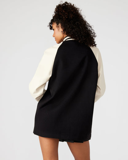 SKYLIE Jacket Black | Women's Varsity Bomber Jacket | Steve Madden