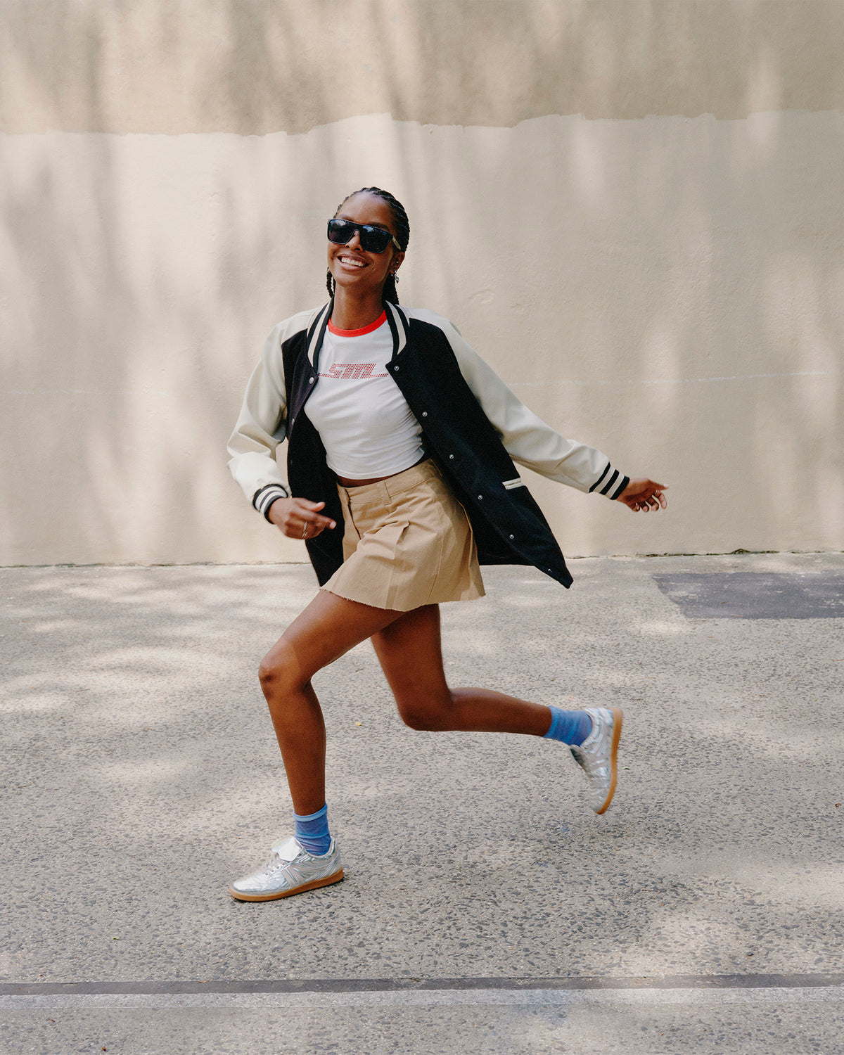 SKYLIE Jacket Black | Women's Varsity Bomber Jacket | Steve Madden