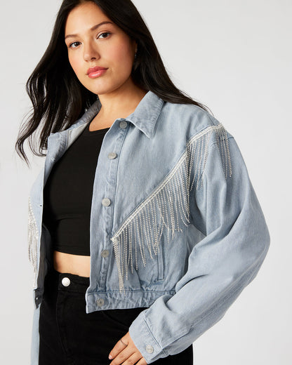 CANYON Denim Jacket | Women's Rhinestone Fringe Jacket | Steve Madden