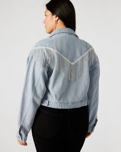 CANYON Denim Jacket | Women's Rhinestone Fringe Jacket | Steve Madden