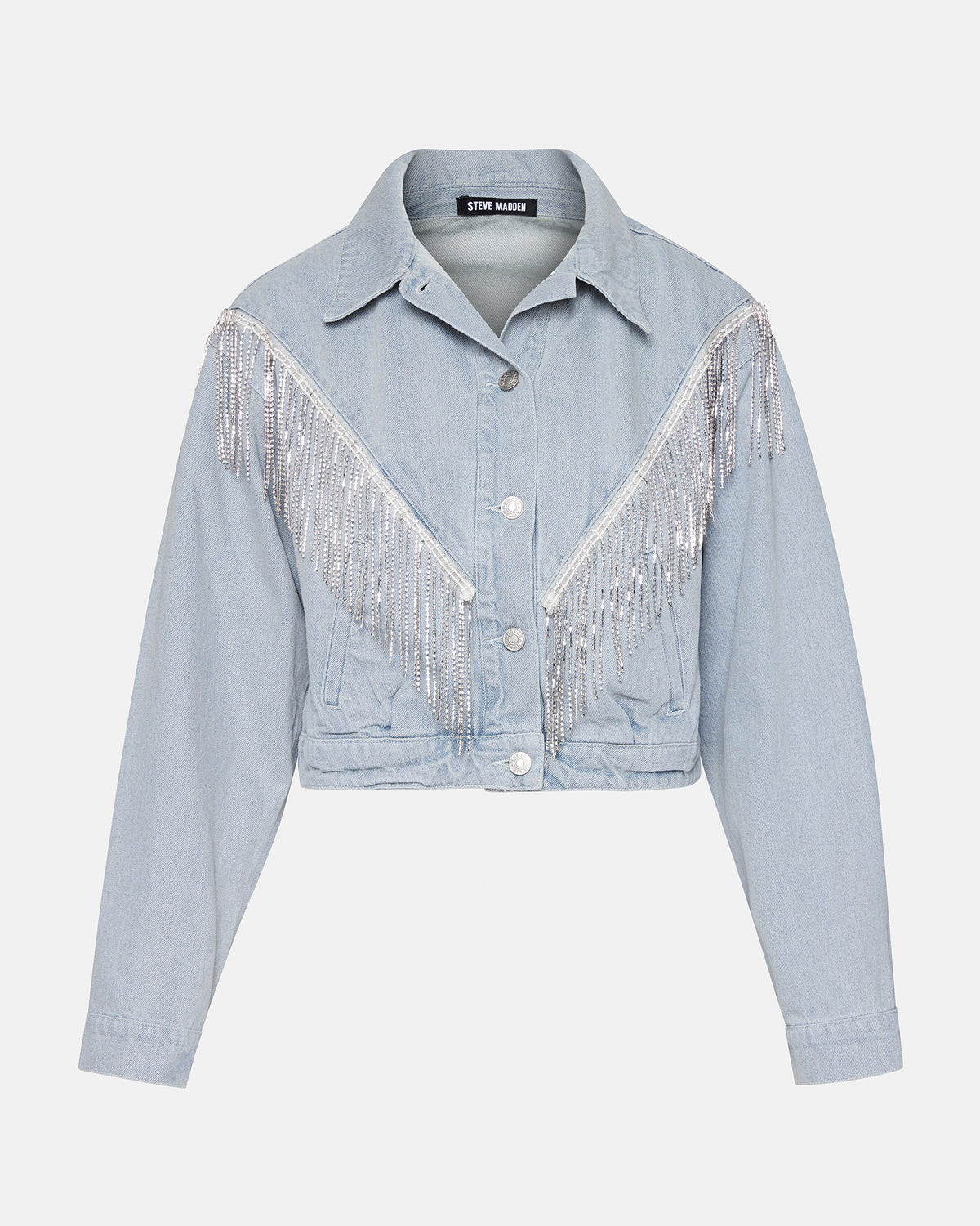 CANYON Denim Jacket | Women's Rhinestone Fringe Jacket | Steve Madden