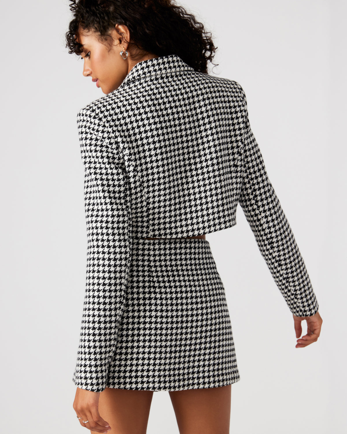RUPI Blazer Black/White | Women's Cropped Tweed Blazer | Steve Madden