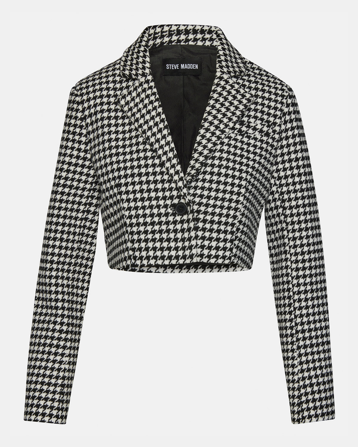 RUPI Blazer Black/White | Women's Cropped Tweed Blazer | Steve Madden