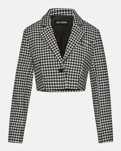 RUPI Blazer Black/White | Women's Cropped Tweed Blazer | Steve Madden
