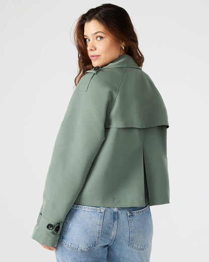SIRUS Light Green Women's Cropped Denim Trench Coat | Steve Madden