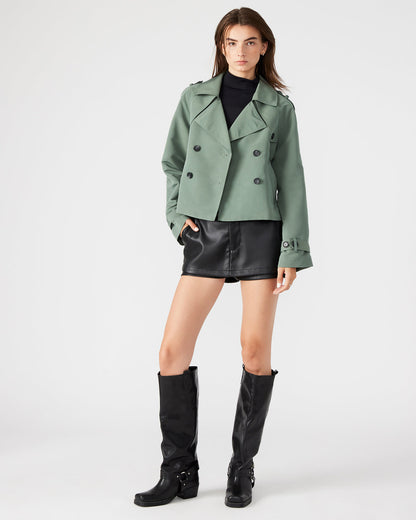 SIRUS Light Green Women's Cropped Denim Trench Coat | Steve Madden