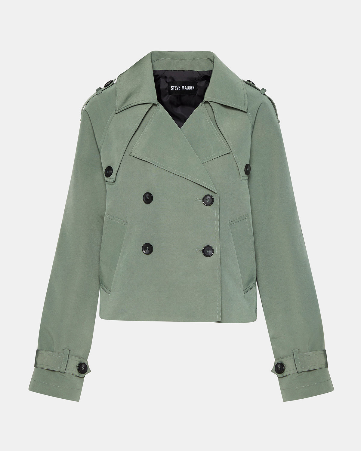 SIRUS Light Green Women's Cropped Denim Trench Coat | Steve Madden