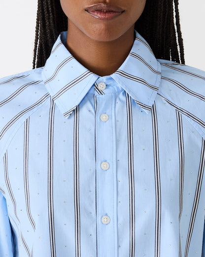 TESS Estate Blue Long-Sleeved Button-Up Women's Top | Steve Madden