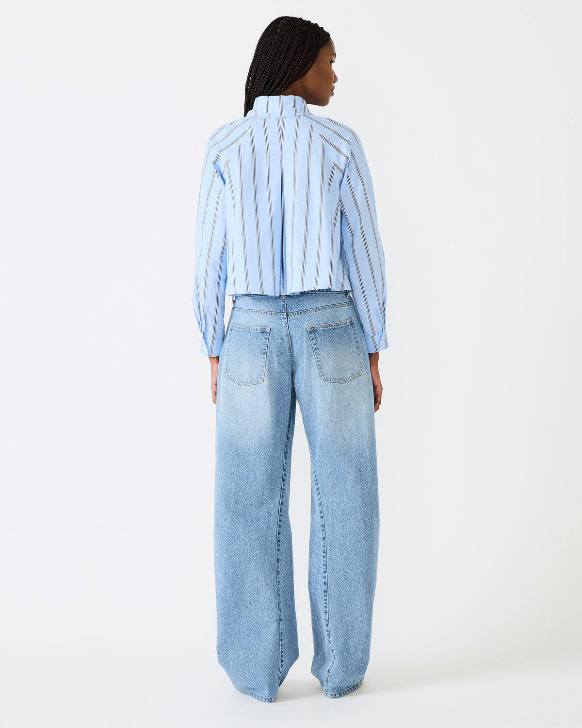 TESS Estate Blue Long-Sleeved Button-Up Women's Top | Steve Madden