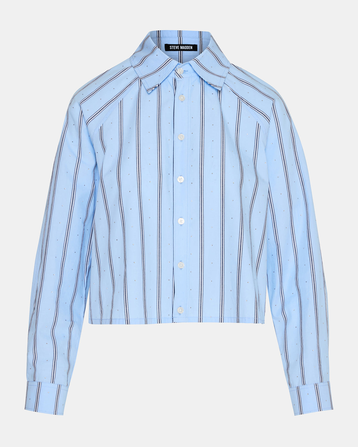 TESS Estate Blue Long-Sleeved Button-Up Women's Top | Steve Madden