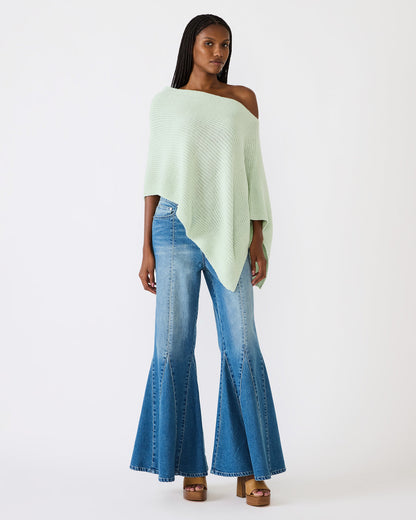 CHANNING Bay Green Asymmetrical Knit Poncho Women's Top | Steve Madden