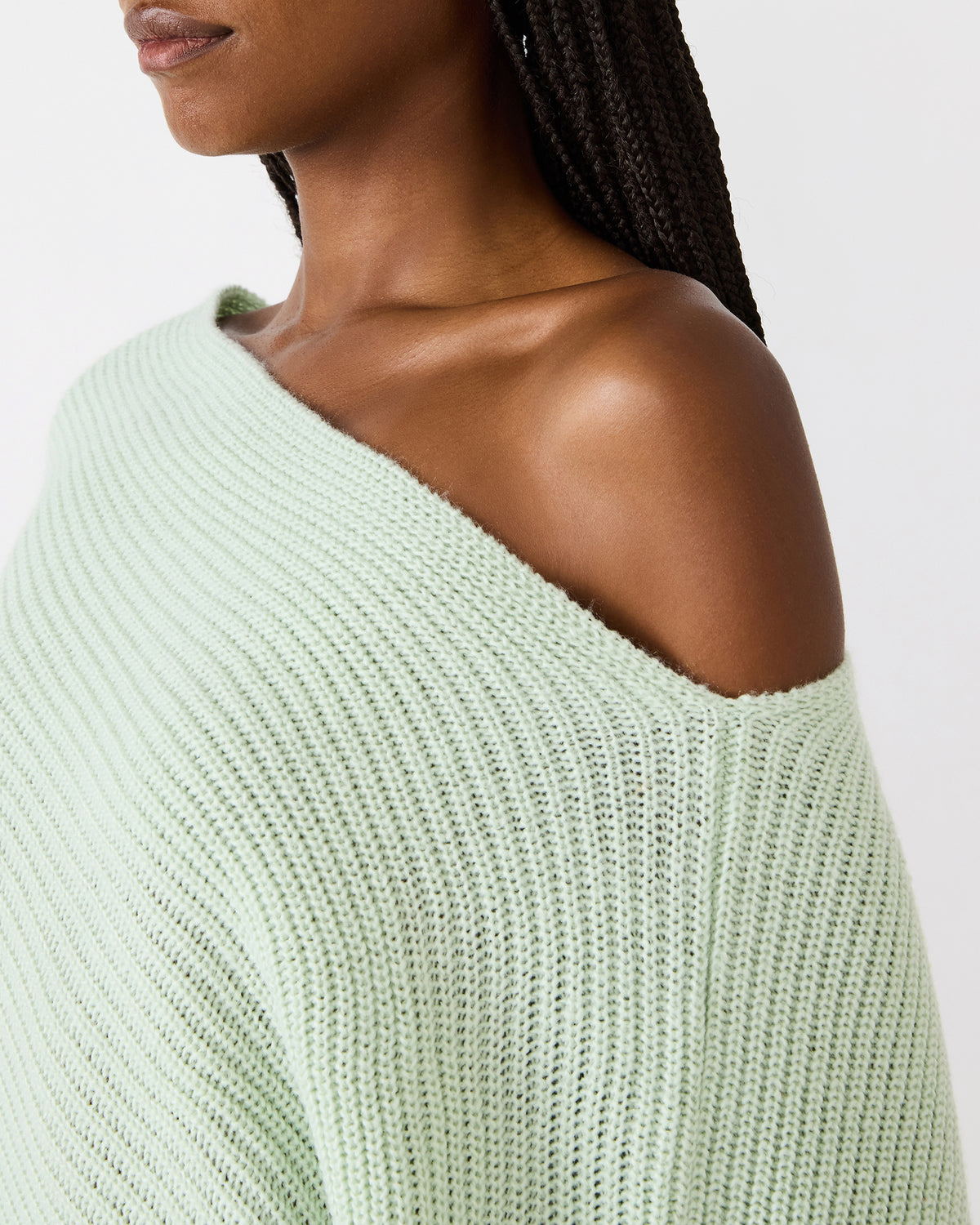 CHANNING Bay Green Asymmetrical Knit Poncho Women's Top | Steve Madden
