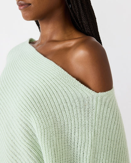 CHANNING Bay Green Asymmetrical Knit Poncho Women's Top | Steve Madden