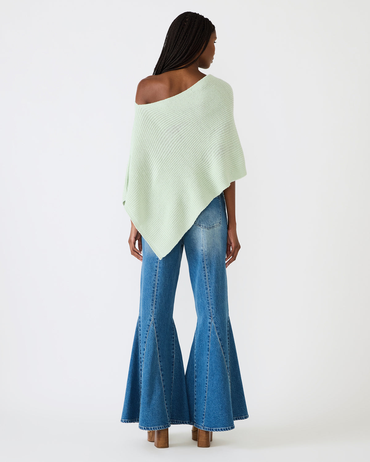CHANNING Bay Green Asymmetrical Knit Poncho Women's Top | Steve Madden
