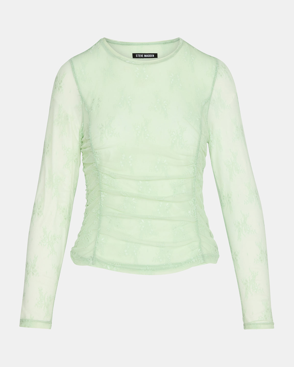 LUMA Bay Green Long-Sleeved Mesh Lace Women's Top | Steve Madden