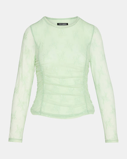 LUMA Bay Green Long-Sleeved Mesh Lace Women's Top | Steve Madden