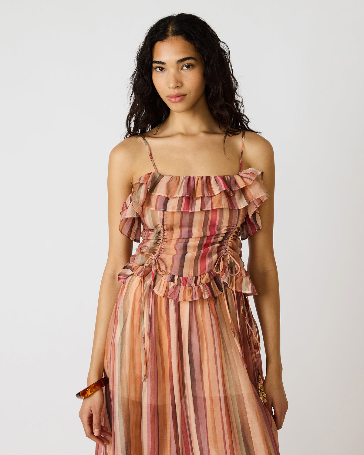 SHILLOH Stripe Multi Sleeveless Ruffle Women's Top | Steve Madden