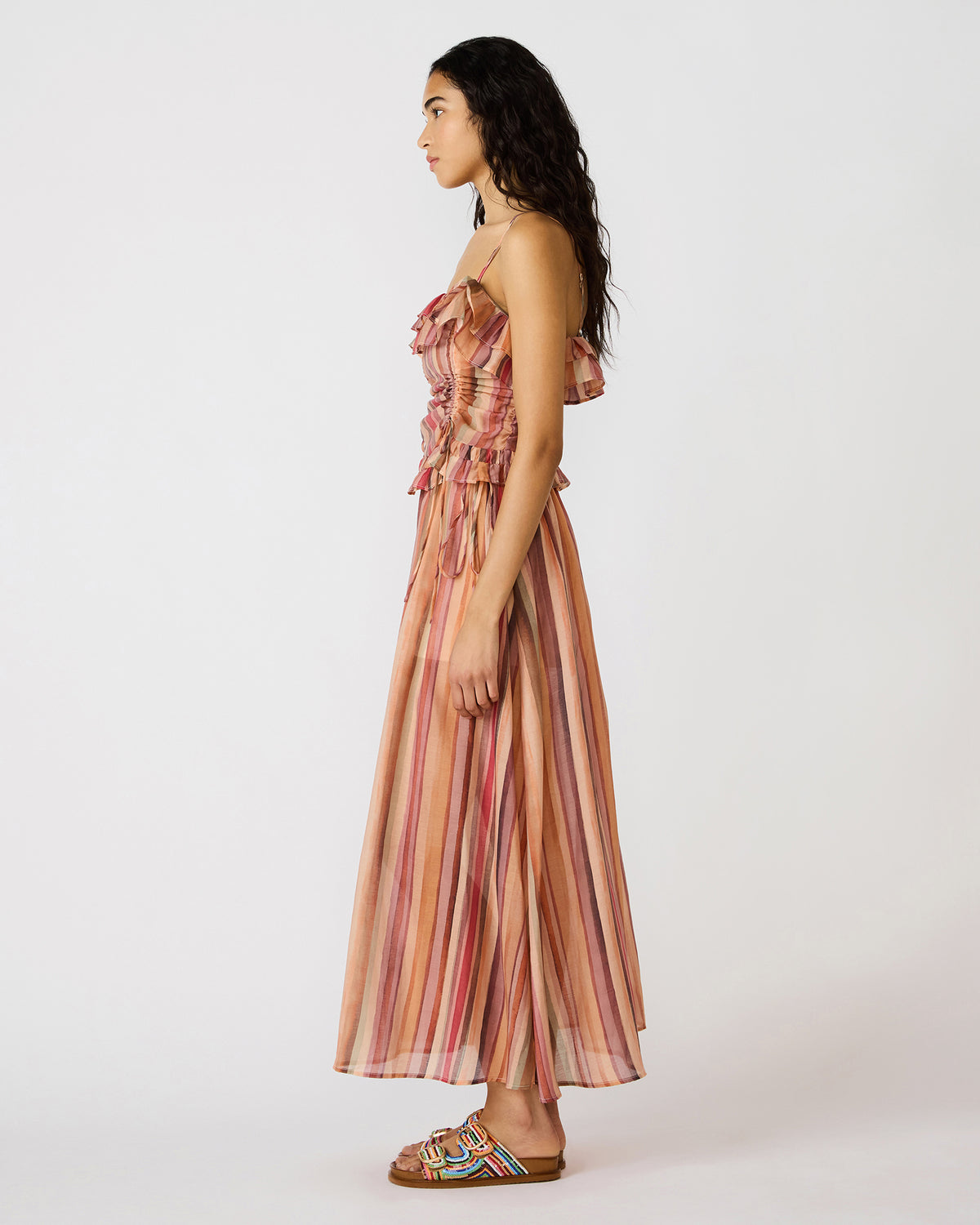 SHILLOH Stripe Multi Sleeveless Ruffle Women's Top | Steve Madden