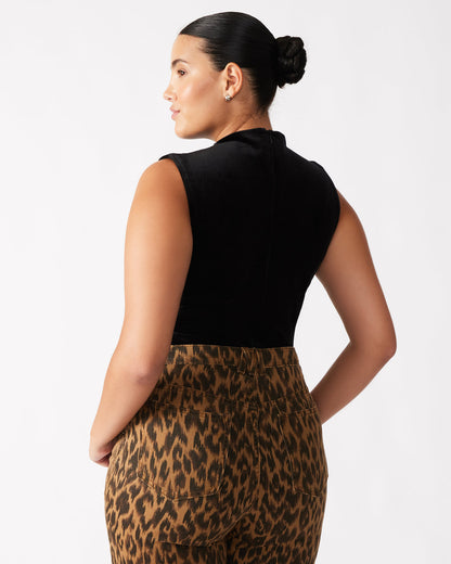 NIKOLA Black Women's Mock Neck Velvet Bodysuit | Steve Madden