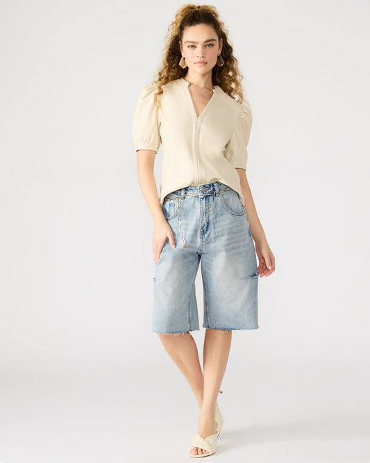 JANE Bone Women's Short-Sleeved Suede Top | Steve Madden
