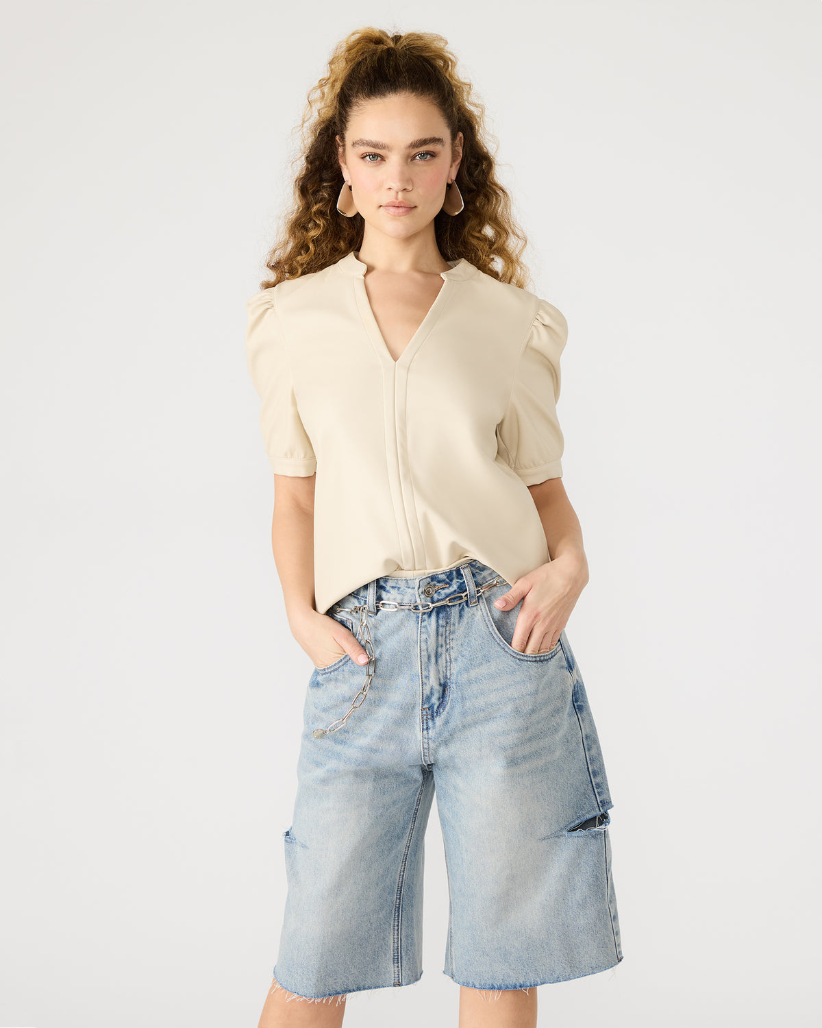 JANE Bone Women's Short-Sleeved Suede Top | Steve Madden