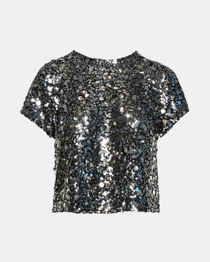 CRESSA Silver Embellished Sequin Women's Top | Steve Madden