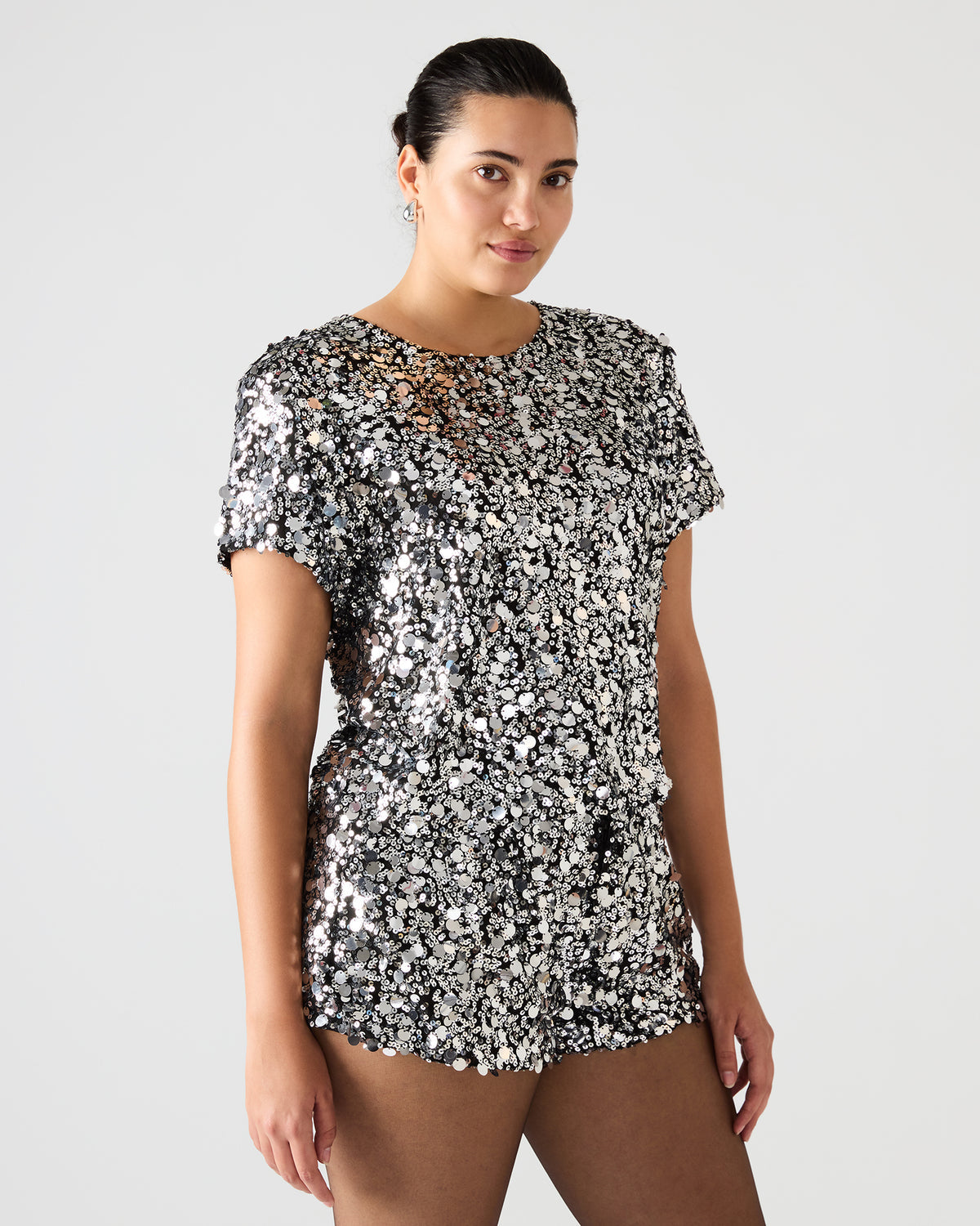 CRESSA Silver Embellished Sequin Women's Top | Steve Madden