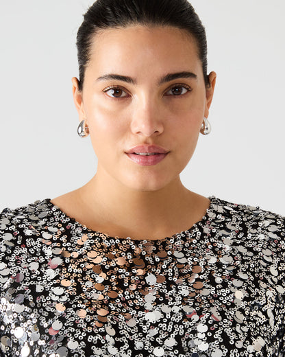 CRESSA Silver Embellished Sequin Women's Top | Steve Madden