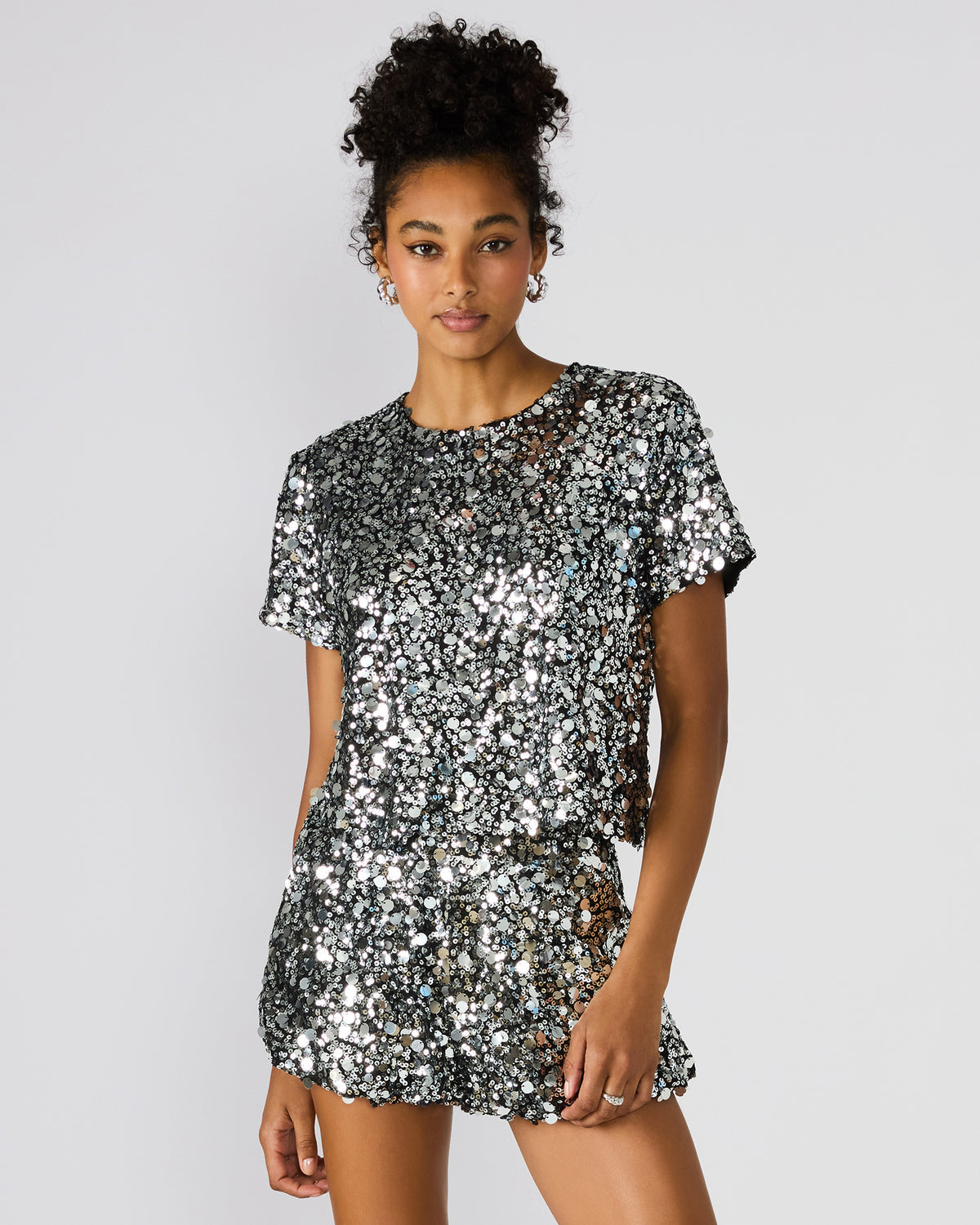 CRESSA Silver Embellished Sequin Women's Top | Steve Madden