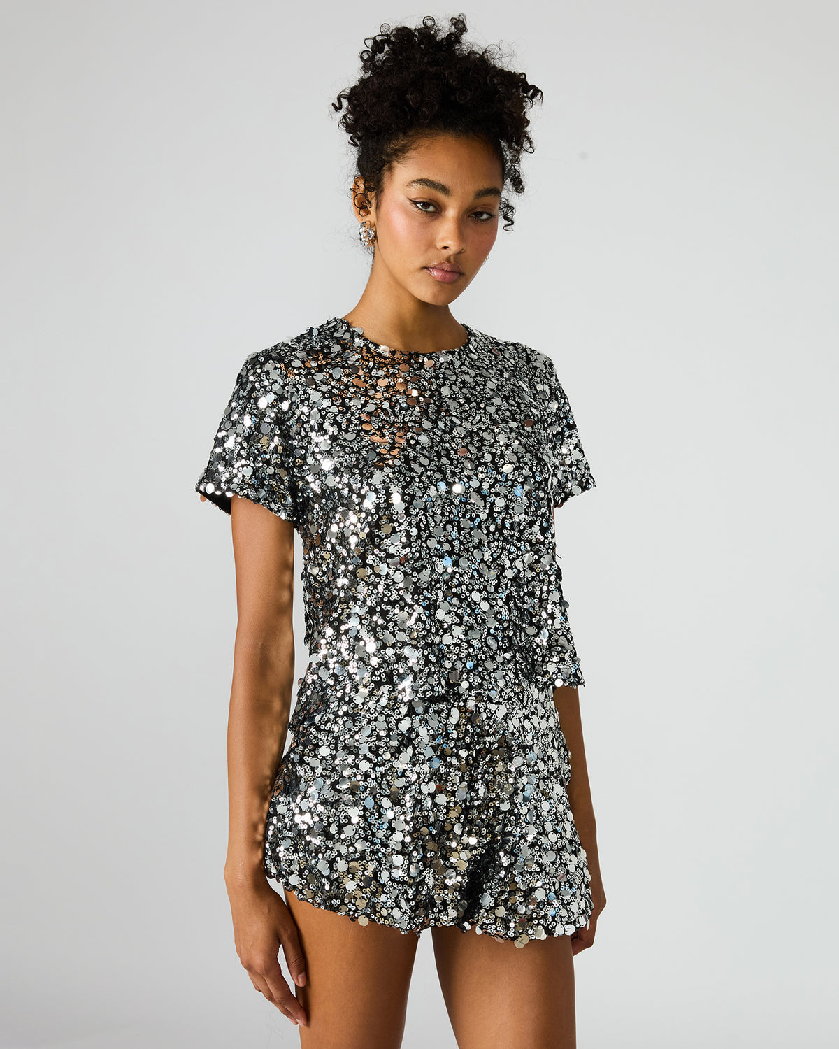 CRESSA Silver Embellished Sequin Women's Top | Steve Madden