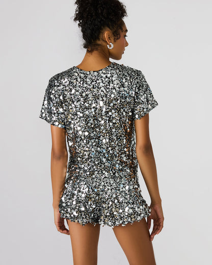CRESSA Silver Embellished Sequin Women's Top | Steve Madden