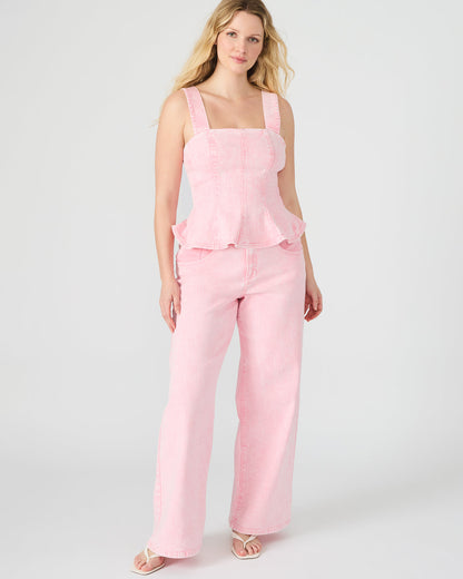 PENELOPI Denim Ruffle Fabric Women's Tank Top | Steve Madden