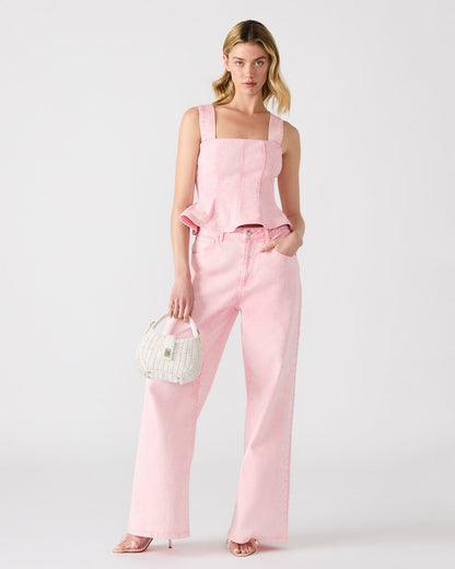 PENELOPI Denim Ruffle Fabric Women's Tank Top | Steve Madden
