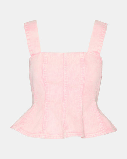PENELOPI Denim Ruffle Fabric Women's Tank Top | Steve Madden