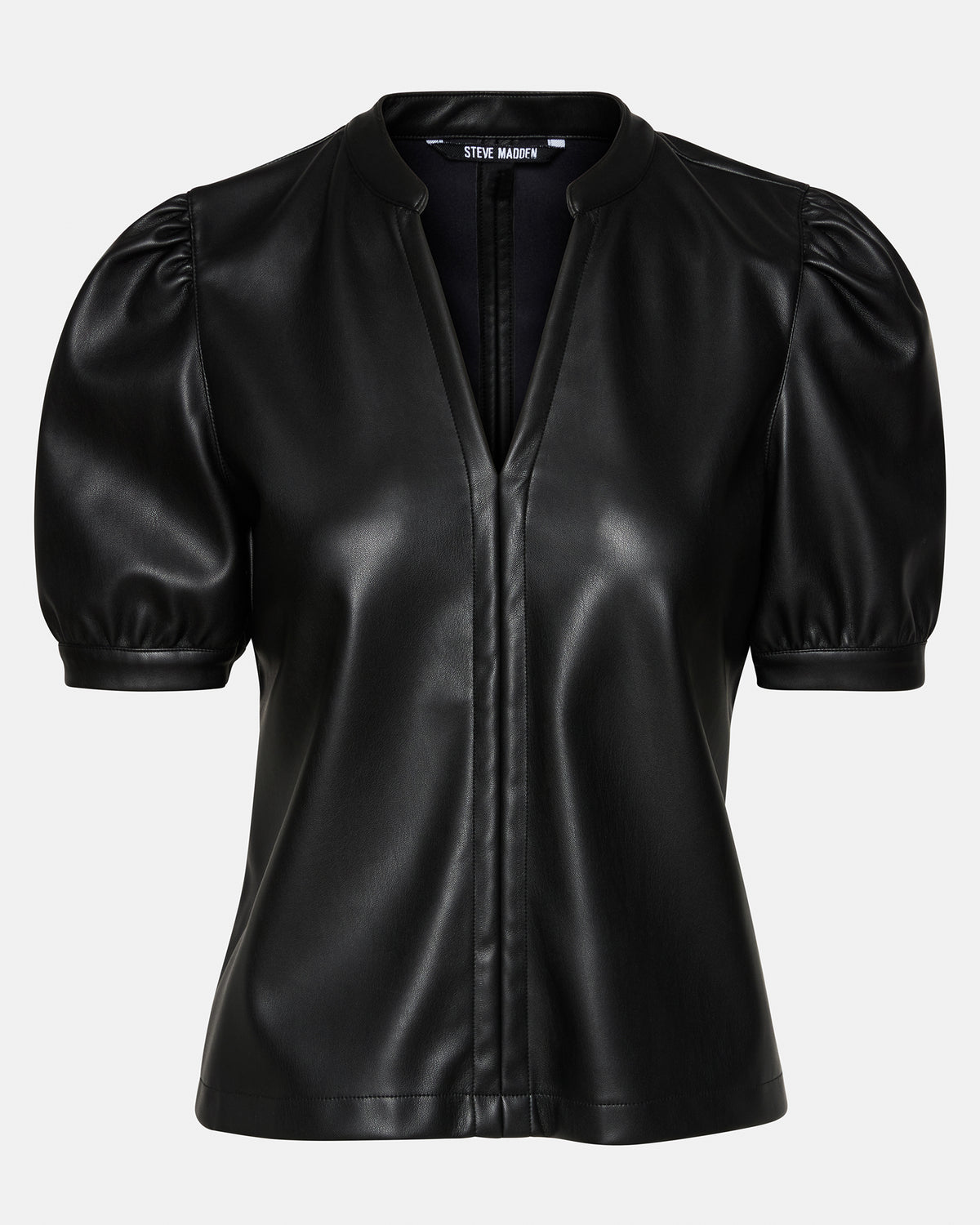 JANE Black Women's Short-Sleeved Suede Top | Steve Madden