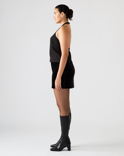 JUVIA Black Sleeveless Bow Detail Halter Women's Top | Steve Madden