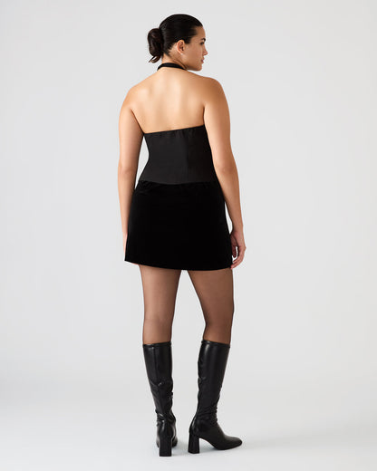 JUVIA Black Sleeveless Bow Detail Halter Women's Top | Steve Madden
