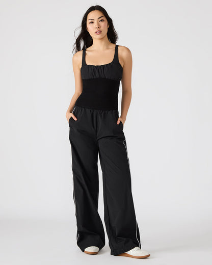 LUANA Black Pull-Over Ruched Tank Top | Steve Madden