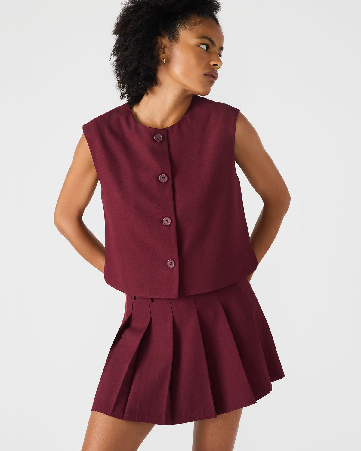 ALESSA Wine Button-Up Women's Top | Steve Madden