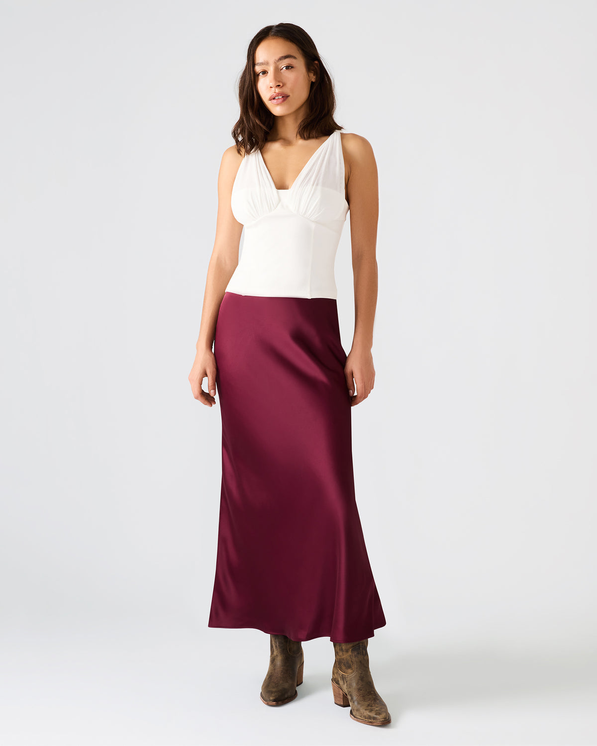 ADDISYN Antique V-neck Sleeveless Mesh Women's Top | Steve Madden