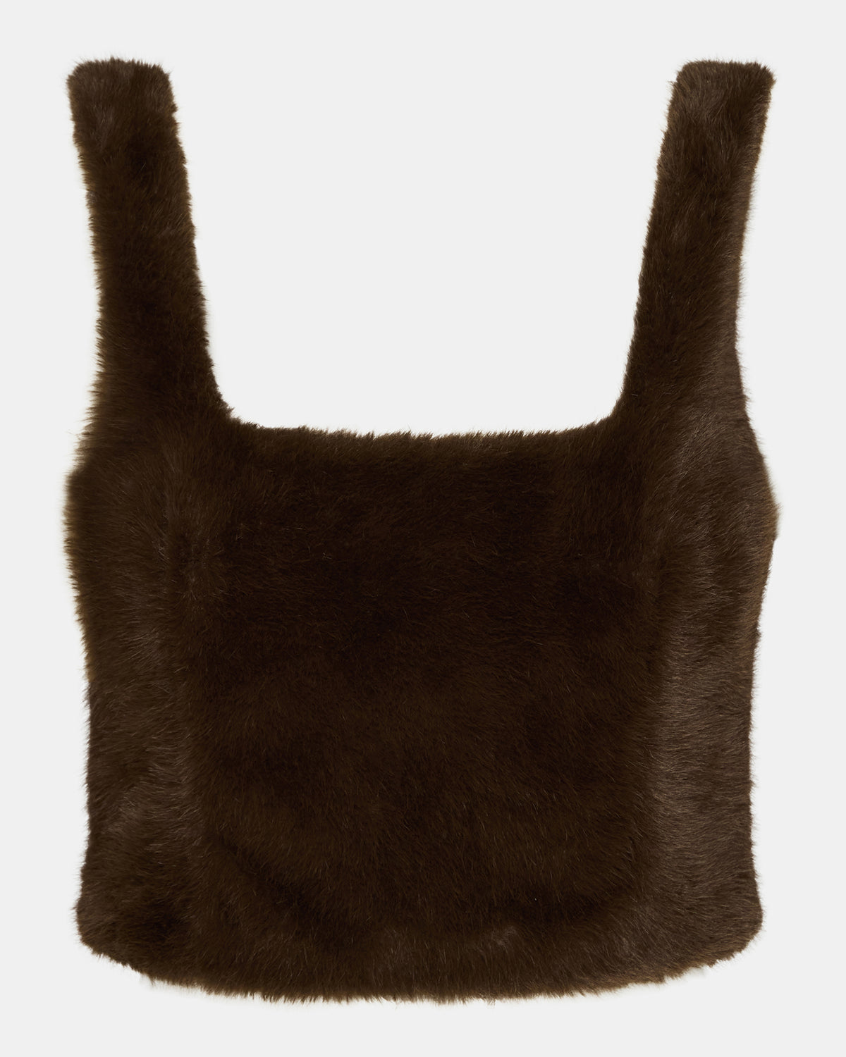 HANNIA Faux Fur Dark Espresso Cropped Women's Top | Steve Madden
