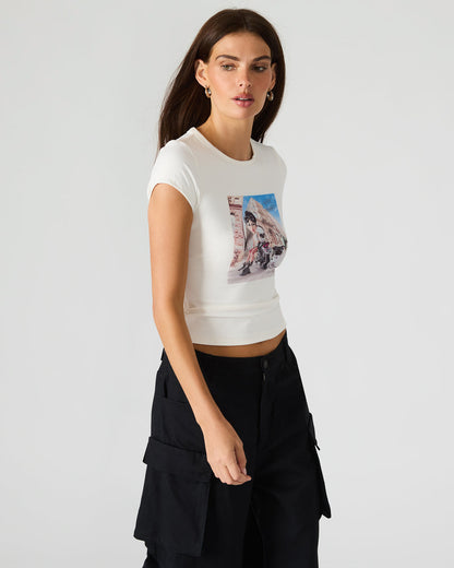 GOLDIE Antique Short-Sleeved Graphic Tee Form-Fitting Women's Top | Steve Madden