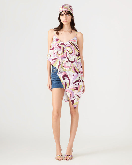 MARGAN Petal Paisley Sleevelss Asymmetrical Flowy Women's Top | Steve Madden
