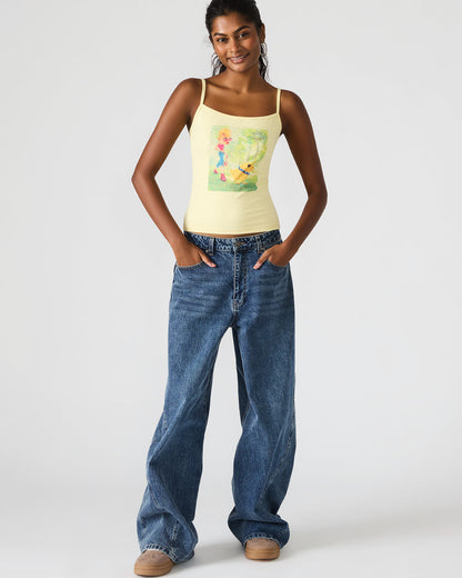 GOLDIE Pale Yellow Sleeveless Graphic Women's Tank Top | Steve Madden